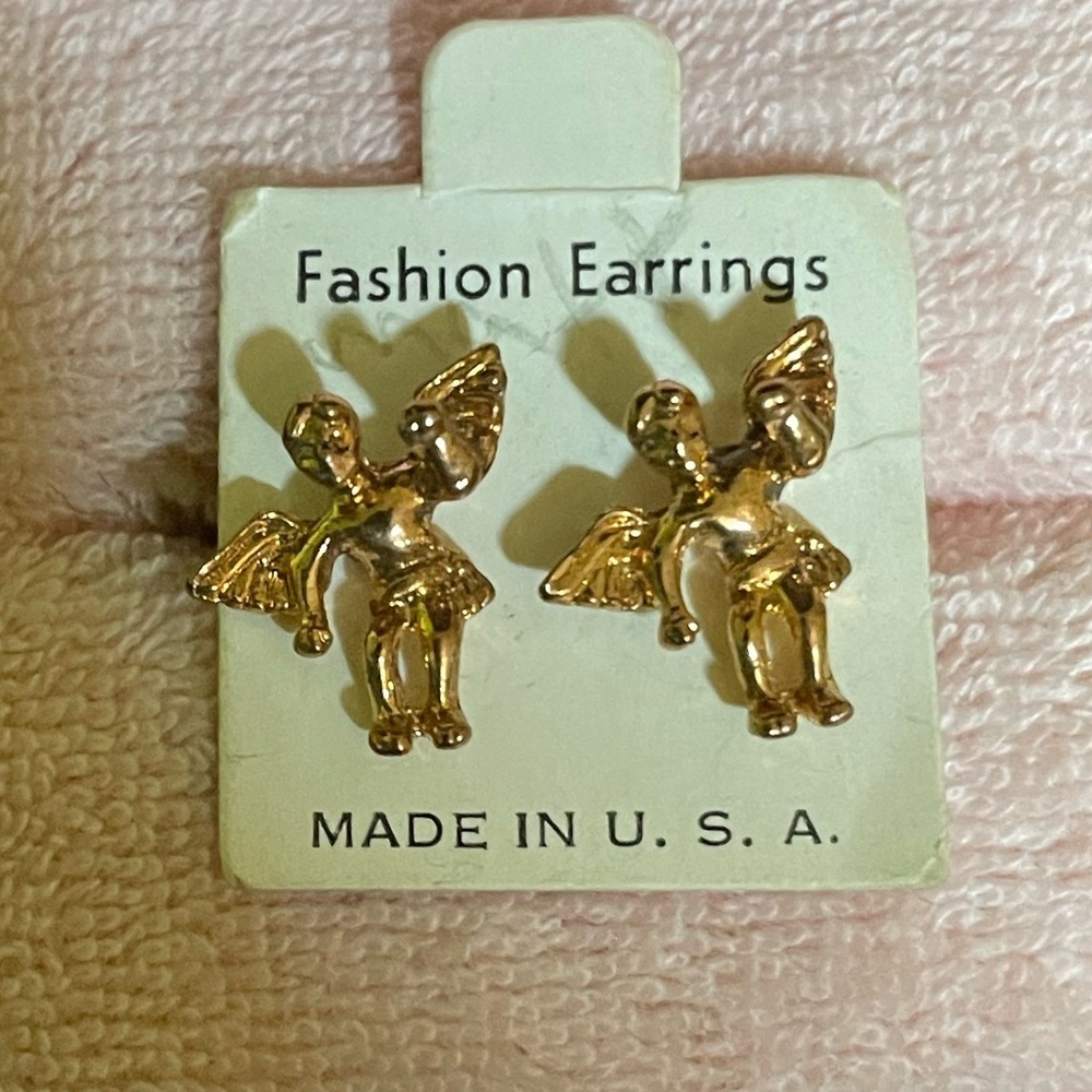Gold angels earrings